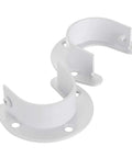 Four Pack Closet Rod End Brackets For One And A Half Inch Rods, U Shaped Pole Sockets, Easy Install, white metal brackets shown angled