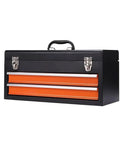 Kickass Iron Drawer Organizer Built As A Steel Parts Box With Low Friction Casters And Desktop Sorting Trays To Keep All Hardware Tight And Fully Functional, featuring a black and orange design.