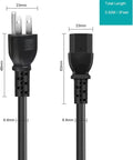 3 Prong Power Cord For 3 Feet AC SVT 18AWG C13 To NEMA 5-15P UL Listed Replacement Cord For Electric Pressure Cookers, Rice Cookers, Soy Milk Makers And Other Kitchen Appliances Must Have, showing front view with length dimensions and plug details.