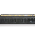 Multi Battery Tester For Quick No Fuss Battery Health Checks With Pulse Load Test Instantly Spot Weak Or Failing Cells No Setup Or Switches Perfect Tool For Battery Management And Accurate Cell Matching. black plastic battery tester side view