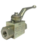 German Made Beefy Heavy Duty High Pressure Carbon Steel Ball Valve With Three Eighths Inch NPT Female Threads Handles Up To Seven Thousand PSI BKH Type Hydraulic Flow Control Two Port Shut Off Valve