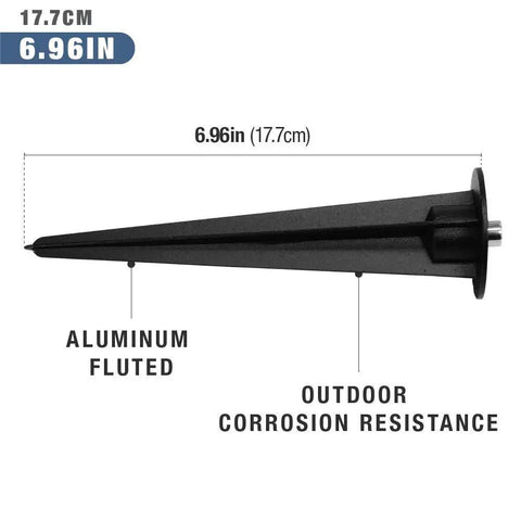 Two Pack Metal Ground Stakes For LED Flood Lights 10W To 100W Outdoor Mounts size 6.96in aluminum fluted design