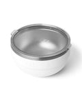 Double Wall Vacuum Insulated Stainless Steel Serving Bowl With Secure Lid And Nestable Build Keeps Your Grub Stacked And Cold Sides Ice Fresh For Backyard Blowouts Or Weekend Camping Runs In Crisp White Two Quart Capacity.