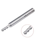 Side view of uxcell 1/8 in cutting HSS-AL spiral drill bit, 4-flute, 1/4 in shank