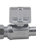 Twenty Pack 1/4 Turn Straight Shut Off Valve 3/8 Inch Compression X 1/2 Inch PEX Chrome Plated Lead Free Brass