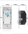 Programmable And Astronomical Timer Switch For Lights And Motor Loads With Neutral Wire Required, front and side view dimensions
