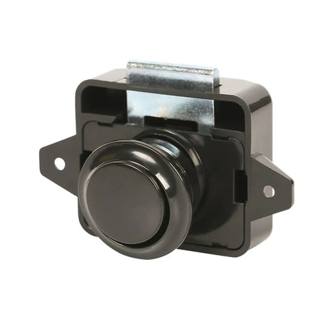 Black Push Button Latch Lock for RV Camper Car Drawers and Cabinets Keyless Entry No Key Needed 26mm Cut Hole Easy Install Grab and Go