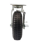 8 Inch Heavy Duty Swivel Caster Wheel Built Tough With Non Marking Polyurethane Tread Dual Locking Brakes front view showing durable design.