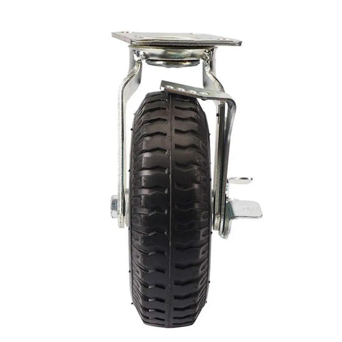 8 Inch Heavy Duty Swivel Caster Wheel Built Tough With Non Marking Polyurethane Tread Dual Locking Brakes front view showing durable design.