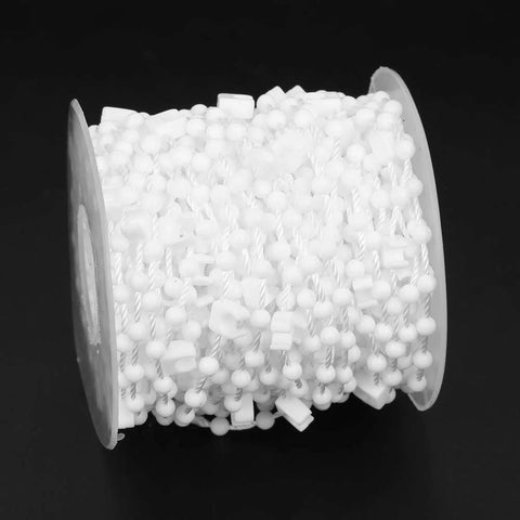 Vertical Bead Cord For Blinds And Curtains, Smooth Beaded Chain For Roller Blind Fittings, 10M Length spool on dark background