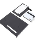 Black metal components of Badass External Egpu Dock Station for Thunderbolt 4 and USB4 including brackets and connectors.