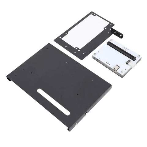 Black metal components of Badass External Egpu Dock Station for Thunderbolt 4 and USB4 including brackets and connectors.