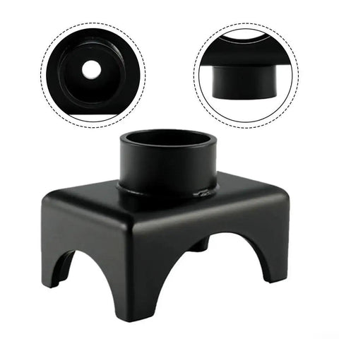 Beefy Heavy Duty Bottle Saddle Lifting Axle Support Accessory, rust resistant steel, for hydraulic floor jack, close-up view.