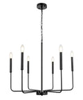 Matte Black 6 Light Farmhouse Chandelier For Dining Room And Kitchen Island Modern Metal Lighting Fixture With Retro Candle Style Bulbs Dope Look