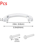 Set Of 6 Clear Acrylic Cabinet Handle Pulls With Arch Design, 3.3 Inch Total Length, 2.6 Inch Center To Center Mounting Holes, Includes Mounting Screws