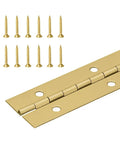 Heavy Duty Continuous Hinge Also Called Piano Hinge In Solid Brass Plated Steel With Mounting Screws Included, 1.5 Inch, ideal for cabinets.