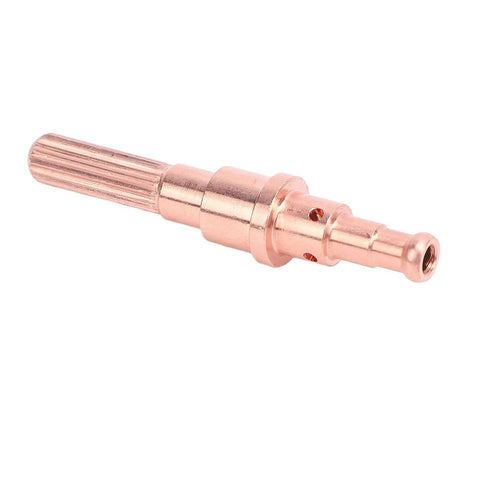Top Quality Brass Plasma Cutting Torch Consumables Electrode And Nozzle Tips For SL60 SL100 High Performance Metal Fabrication Kit electrode tip close-up on white background.