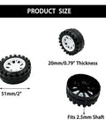 10 Piece RC Car Wheels Set With 2 Point 5mm Shafts And 5 Metal Axles For DIY Builds, showing wheel size and specs