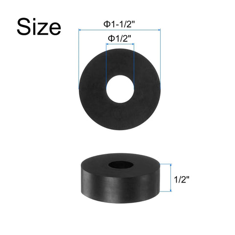 Eight Pack Rubber Spacers 1-1/2 Inch Outer Diameter, 1/2 Inch Inner Diameter, 1/2 Inch Thick Vibration Dampening Bushings For Anti Vibration Grommets And Thick Washers, Ideal For Home And Car Accessories