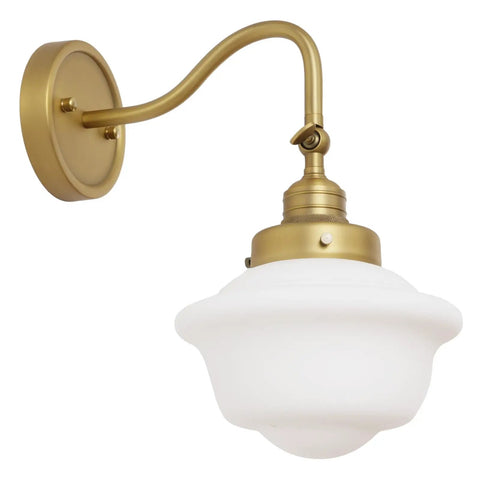 SongCiLT Vintage Sconce Wall Lighting with Milk White Glass Shade, elegant brass arm, softly rounded glass shade