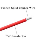 Cross-section view showing 18 Gauge PVC 1007 Solid Hook Up Wire Red And Black Pair 20 Ft Each 18 AWG Tinned Copper PVC Insulated Wire