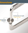 Heavy Duty Quick Release Pocket Hole Clamps Pair Featuring Lock Tight Right Angle Vise Grips showing dimensions with swivel pad size.