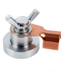 Heavy Duty Magnetic Welding Ground Clamp With Copper Tip For Secure Flat Or Curved Metal Workpiece Fix Fast And Stable Electrical Connection, showing a silver clamp with copper tip.