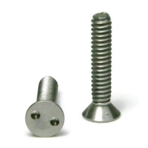 Top Shelf Spanner Security Flat Head Stainless Steel Machine Screws 8-32 Thread 18-8 Grade with unique spanner drive design.