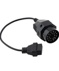 20 Pin To 16 Pin OBD2 Adapter For BMW Diagnostic Tools with black cable and connectors, angled view