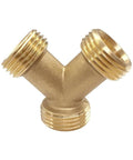 Brass 3/4 Inch GHT Male Y Shaped Connector For Steam Dryer And Washer Hoses Pack Of 2 No Fuss Water Splitter