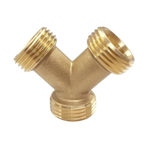 Brass 3/4 Inch GHT Male Y Shaped Connector For Steam Dryer And Washer Hoses Pack Of 2 No Fuss Water Splitter