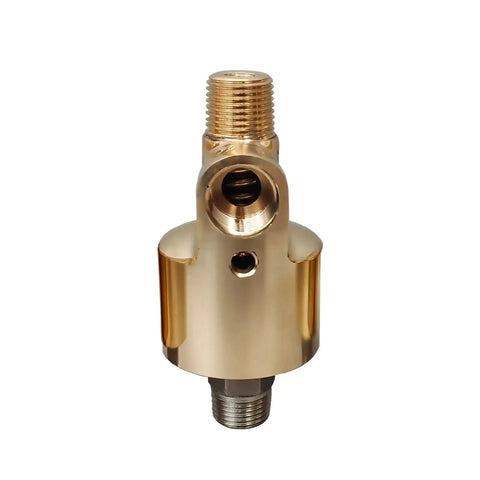 Rotary Union High Speed Rotary Joint High Temperature Connector For Cooling Water Left And Right Brass Right Handed Thread Heavy Duty No Fuss Setup For Industrial Machinery brass rotary union front view