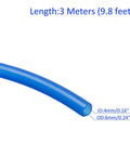 Pneumatic Tubing PU Air Compressor Hose For Water And Fluid Transfer, 4mm ID By 6mm OD, 9.8 Feet Length, close-up, blue flexible tubing