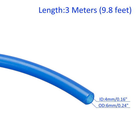 Pneumatic Tubing PU Air Compressor Hose For Water And Fluid Transfer, 4mm ID By 6mm OD, 9.8 Feet Length, close-up, blue flexible tubing