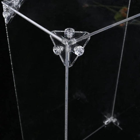 No Sweat Setup Acrylic Display Case Triangle Connector Seamless Assembly Clear Display Box corner joint with screws.
