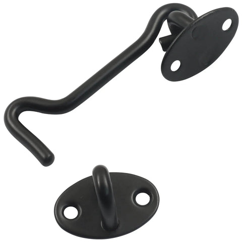 Two Pack Privacy Hook And Eye Latches, 4 Inch Stainless Steel Barn Door Latch For Sliding Doors And Gates, Black Door Lock Hardware