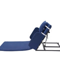 Electric Lifting Backrest For Bed With 2 To 80 Degree Adjustability Perfect Reading Or Dining Spot For Heavy Duty Hospital Bed Care and Home Comfort Setup side view with blue fabric and metal frame.