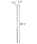 Purple Martin Birdhouse Tri Tel Mounting Pole 12 Foot Telescoping Aluminum Pole showing 58.5 inch section with measurements.