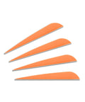 Four orange 4 Inch Plastic Arrow Vanes Fletching For DIY Arrows, 50 Pack, Lightweight And Durable TPU Streamlined Vanes For High Wind Stability