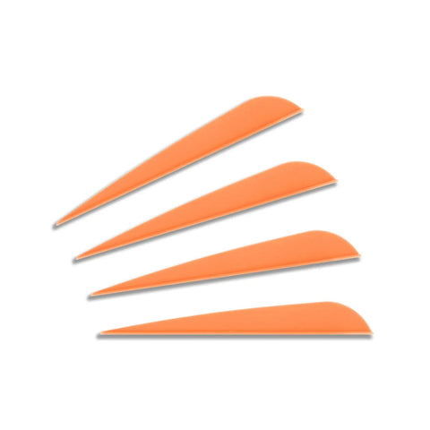 Four orange 4 Inch Plastic Arrow Vanes Fletching For DIY Arrows, 50 Pack, Lightweight And Durable TPU Streamlined Vanes For High Wind Stability
