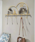 Heavy Duty Wall Mounted Coat Rack Hella Sturdy Iron Double Hooks For Entryway Mudroom Bathroom Rust Proof Finish No Fuss Setup Organizer For Coats Jackets Bags And Umbrella Daily Drivers with decorative design on wall.