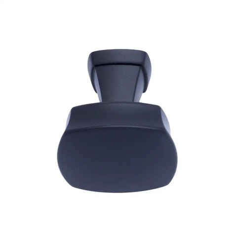 Flat Black Rounded Square Cabinet Knob Set No Brainer Install, 1.26 Inch Diameter, 1.29 Inch Projection, side view, single knob