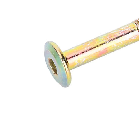 Close-up of a Heavy Duty M6 X 80mm bunk bed bolt, zinc plated steel, designed for sturdy furniture and wood assemblies.