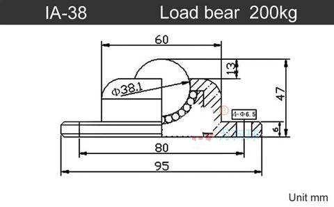 Technical drawing of Heavy Duty Universal Ball Casters With Smooth 360 Degree Swivel Wheels No Fuss Install High Load Bearing Casters Built Tough For Heavy Loads That Move Easy On Any Floor One Pack Straight Up.