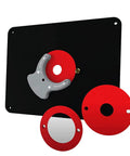 Precision Router Table Insert Plate Kit For Almost Any Router With Level-Loc Rings Undrilled 9 1/4 X 11 3/4 Inch shown with rings