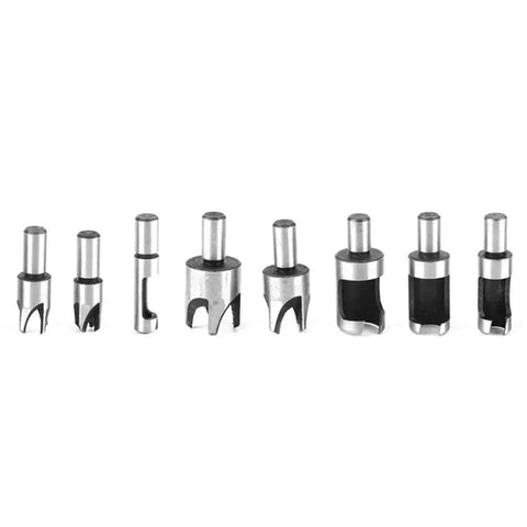 Top Shelf Four Piece Wooden Plug Cutter Set Forged From Heavy Duty High Carbon Steel For Knockout Countersink Plugs In 6Mm 10Mm 13Mm And 16Mm Sizes showcasing various plug cutter sizes.