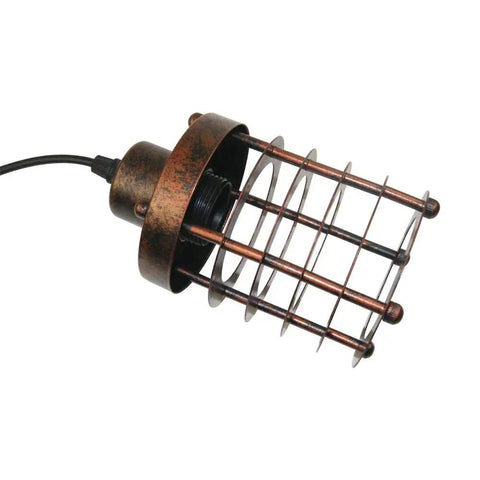 Close-up of mini metal cage shade from Three Pack Rustic Pendant Lights With Mini Metal Cage Shades In Bronze Finish Industrial Vibe