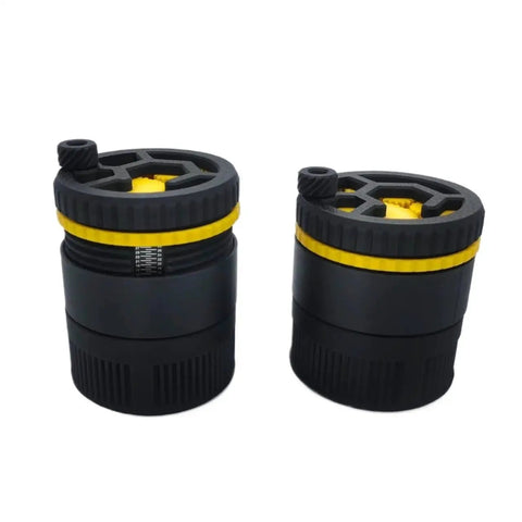 Pro Grade Espresso Wdt Tool Spinner Is A Real Clump Crushing Game Changer Smooth Planetary Gear Distributor with yellow accents.
