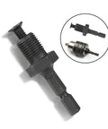 Pro Grade Hex Shank Drill Chuck Adapter Set With Patented Locking Function And Thrust Bearing For Secure Tool Holding And Prevents Loosening During Drilling, Steel Construction, 2 Pack, black steel adapter