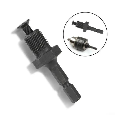 Pro Grade Hex Shank Drill Chuck Adapter Set With Patented Locking Function And Thrust Bearing For Secure Tool Holding And Prevents Loosening During Drilling, Steel Construction, 2 Pack, black steel adapter